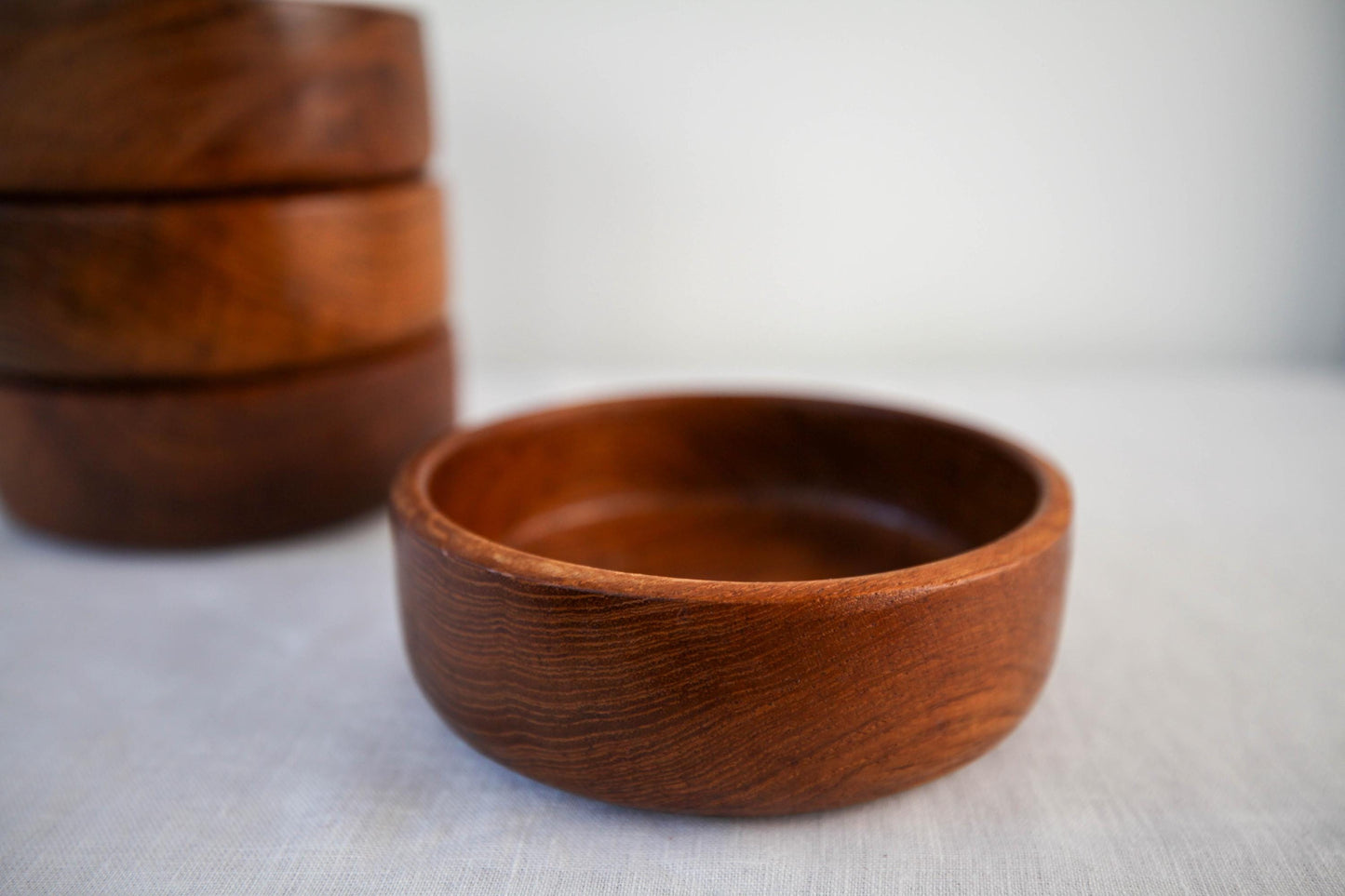 Vintage MCM solid teak salad bowls - set of four