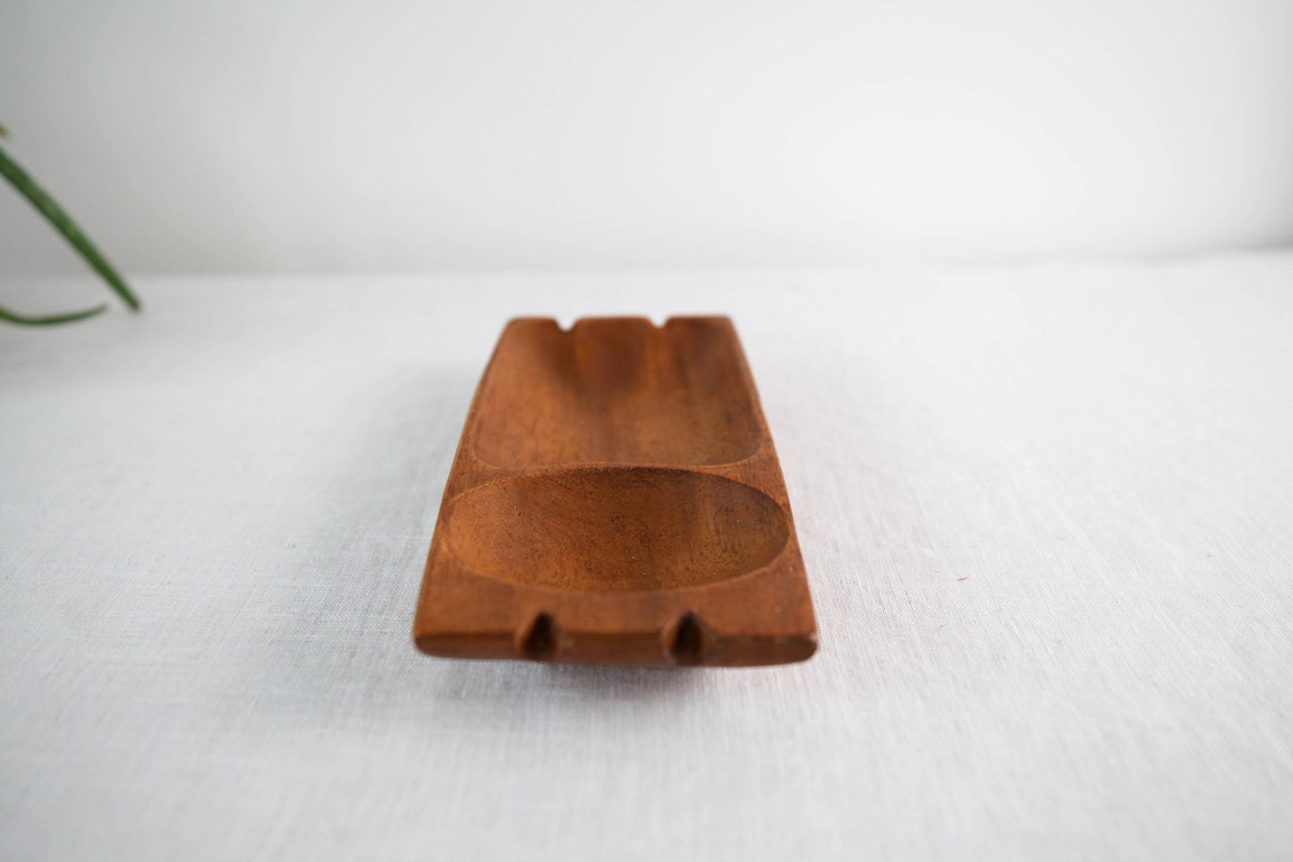 Vintage mid century modern small wooden teak catchall dish