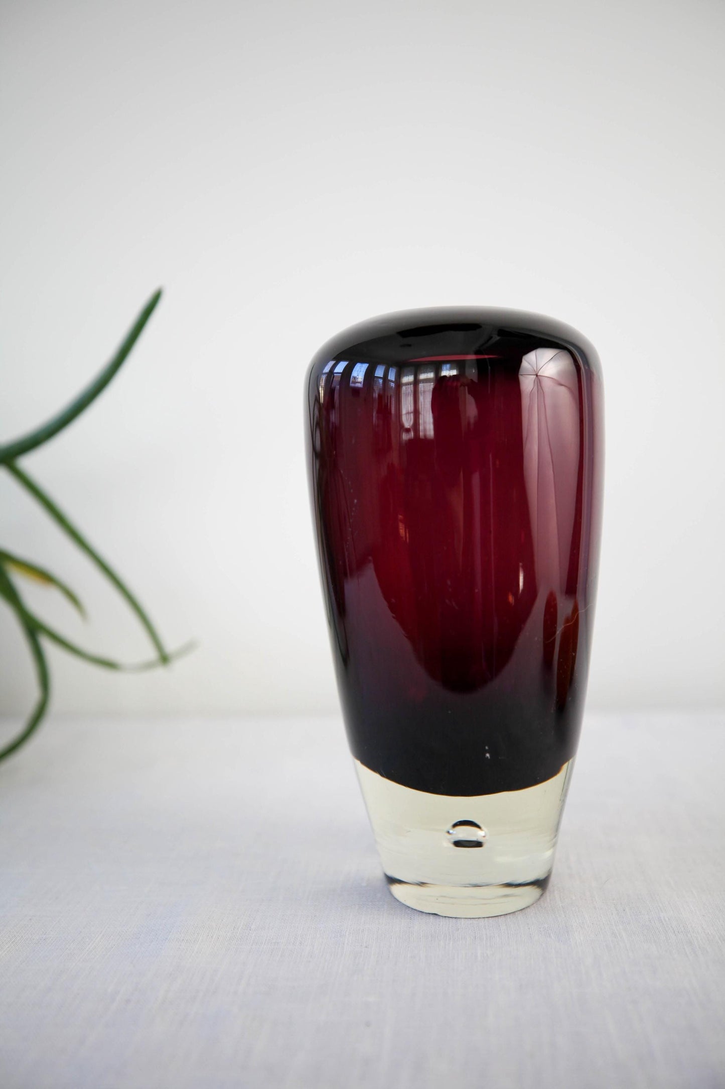 Vintage encased amethyst glass art glass vase by Jozefina Krosno