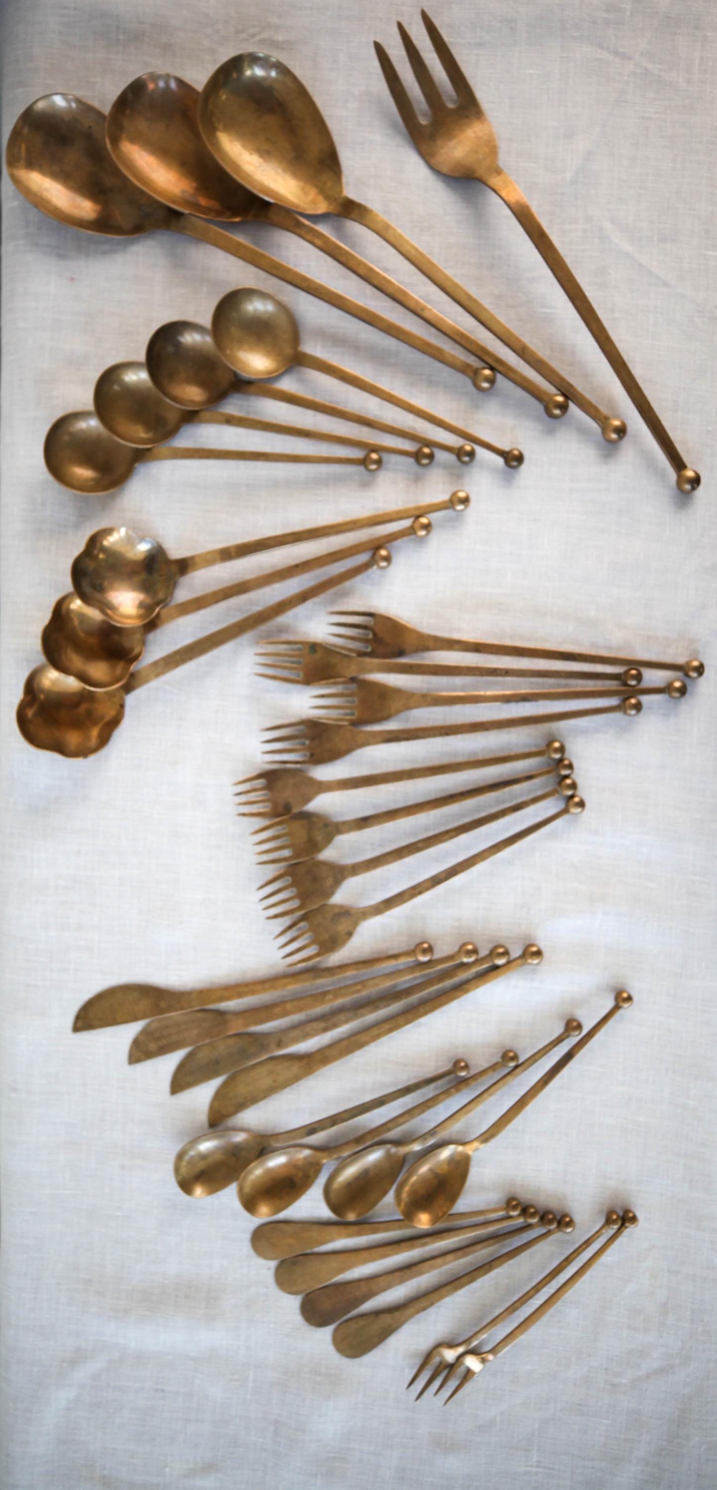 Vintage rare MCM "Uraida Bronze Siam" complete flatware service
