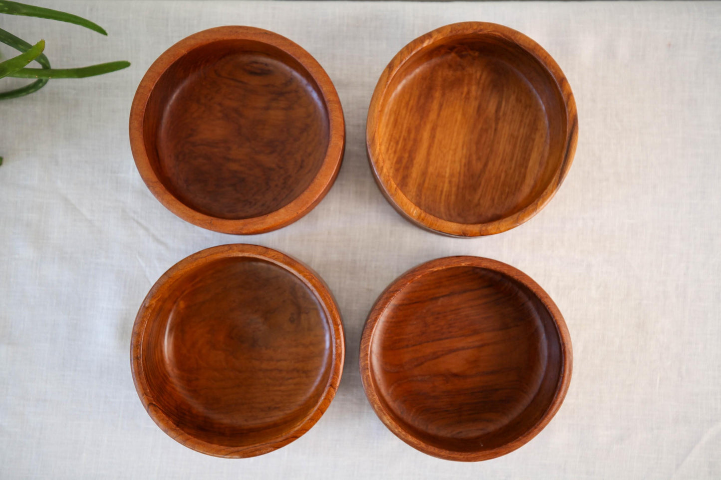 Vintage MCM solid teak salad bowls - set of four