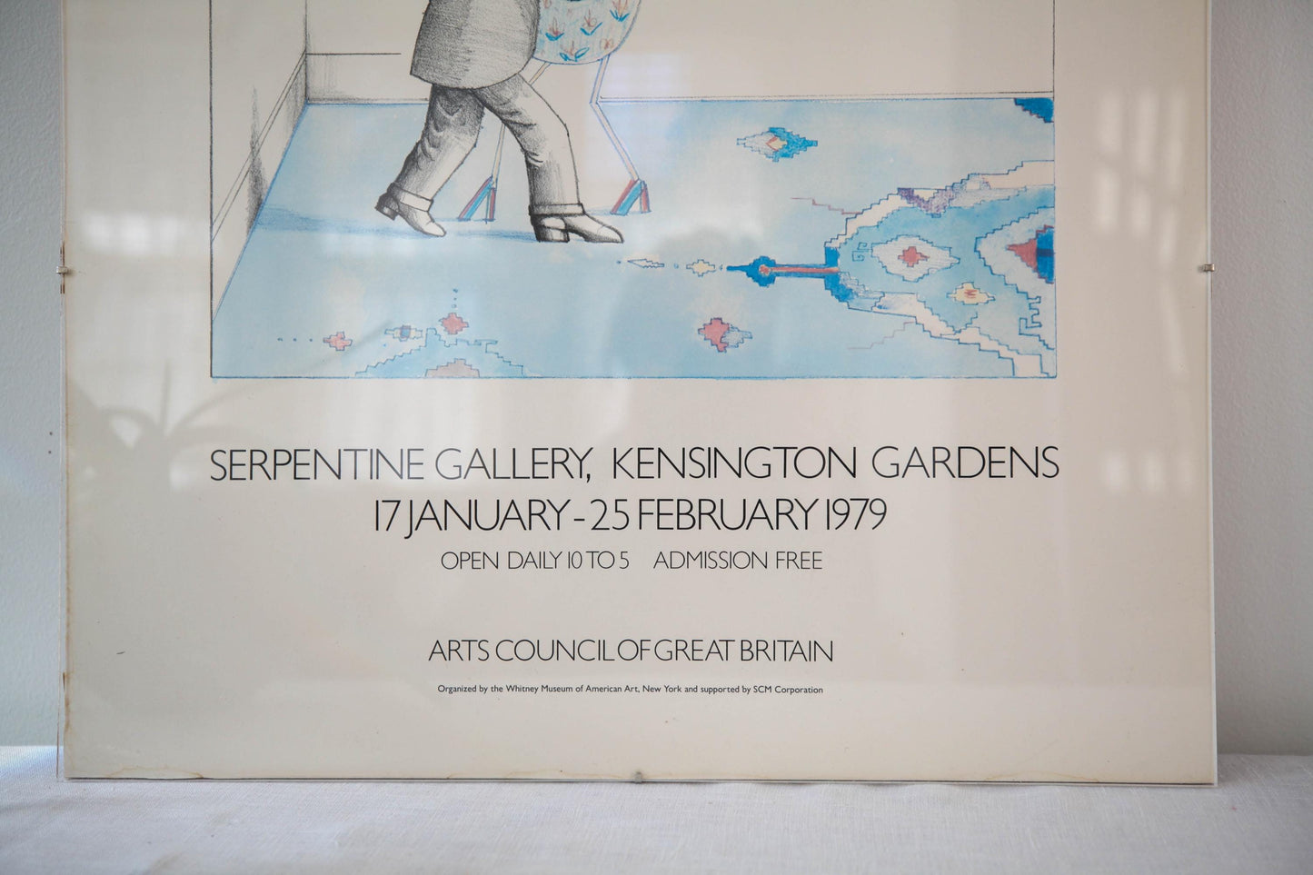 Vintage poster for a 1979 show of Saul Steinberg artworks at the Serpentine Gallery in Kensington Gardens, London