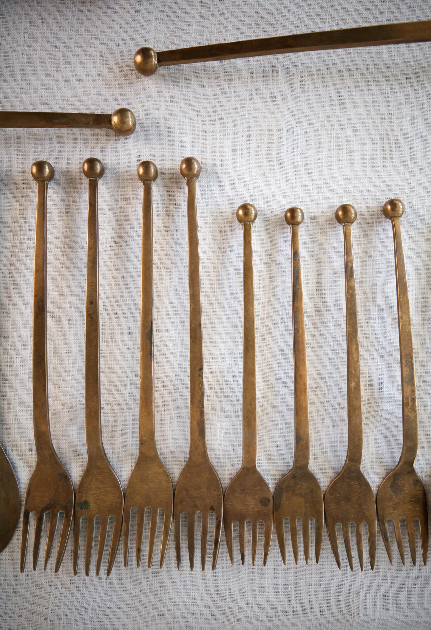 Vintage rare MCM "Uraida Bronze Siam" complete flatware service