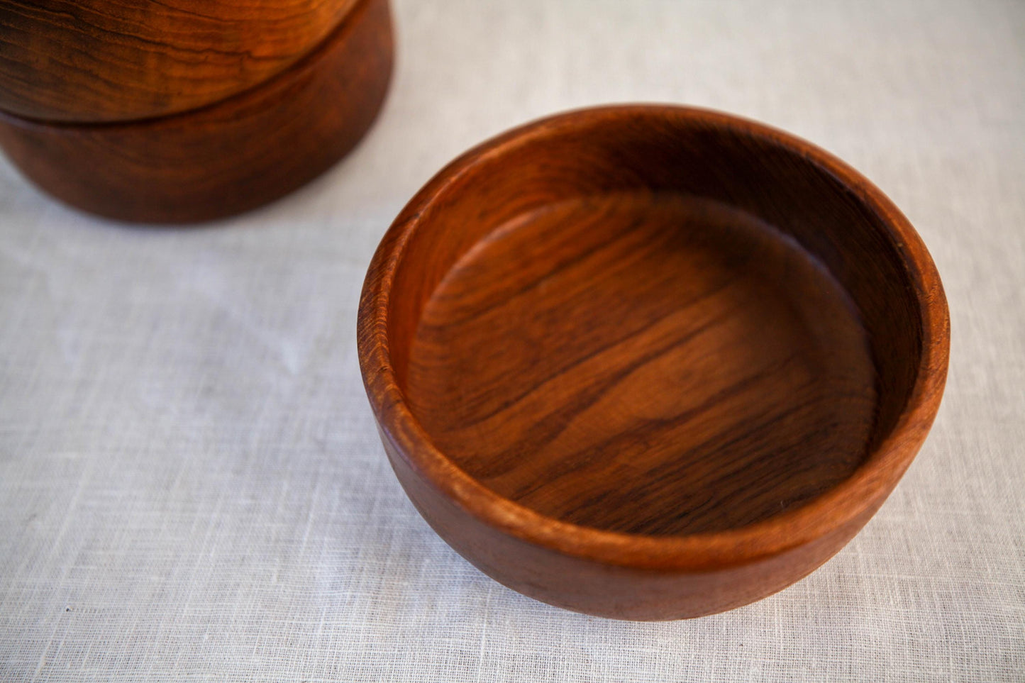 Vintage MCM solid teak salad bowls - set of four
