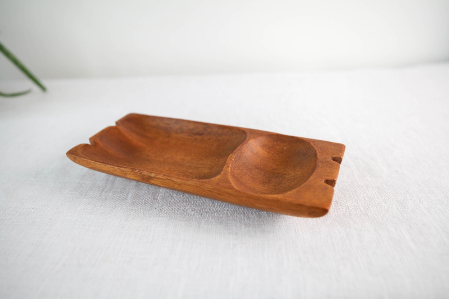 Vintage mid century modern small wooden teak catchall dish