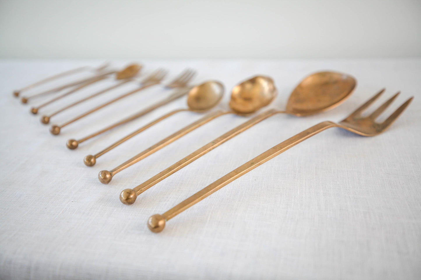Vintage rare MCM "Uraida Bronze Siam" complete flatware service