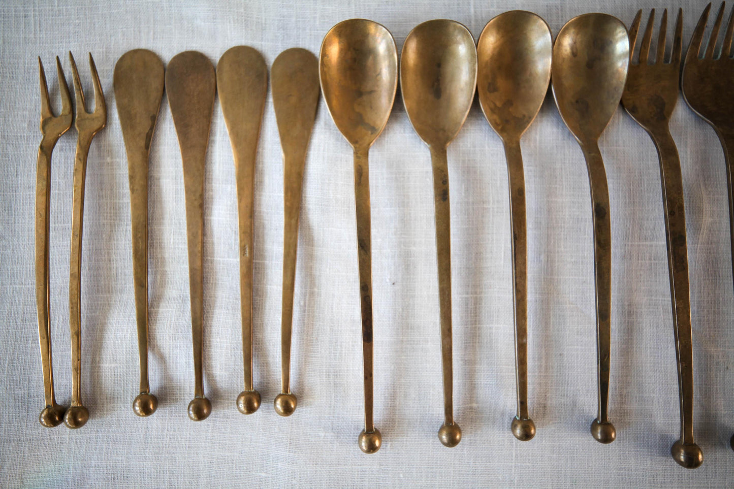 Vintage rare MCM "Uraida Bronze Siam" complete flatware service