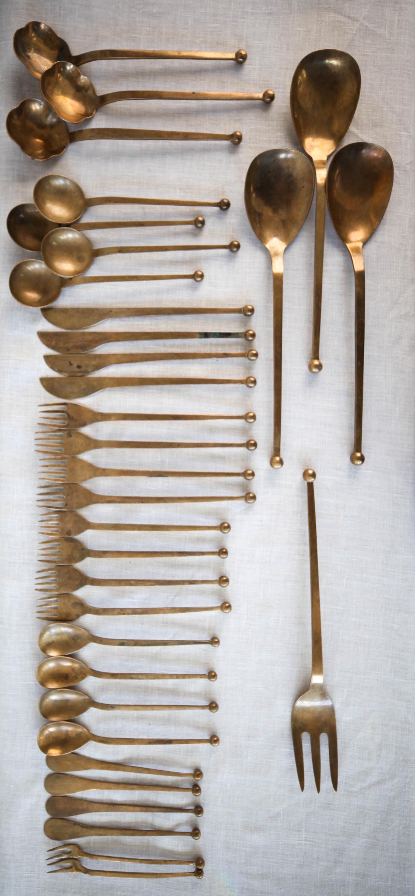 Vintage rare MCM "Uraida Bronze Siam" complete flatware service