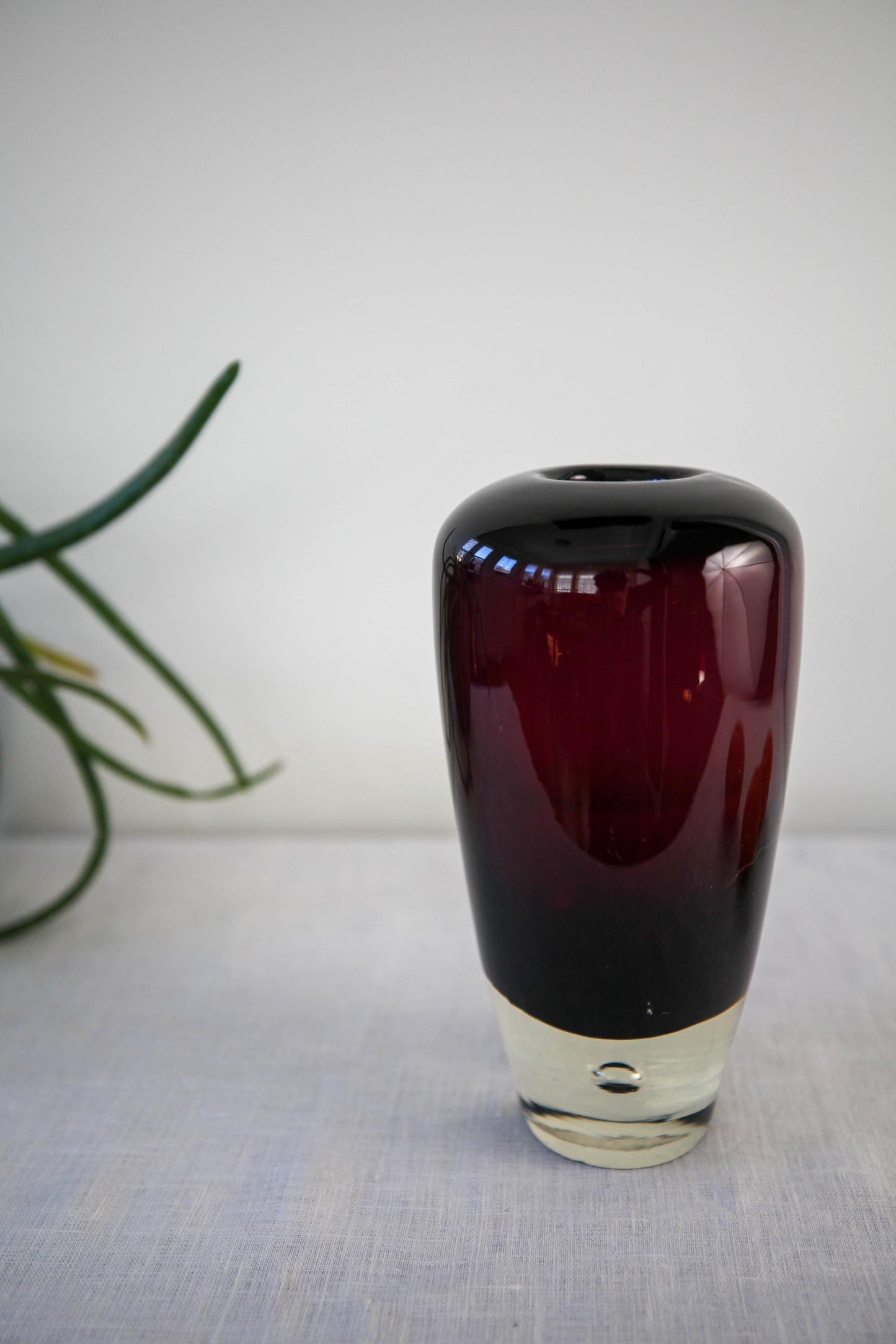 Vintage encased amethyst glass art glass vase by Jozefina Krosno