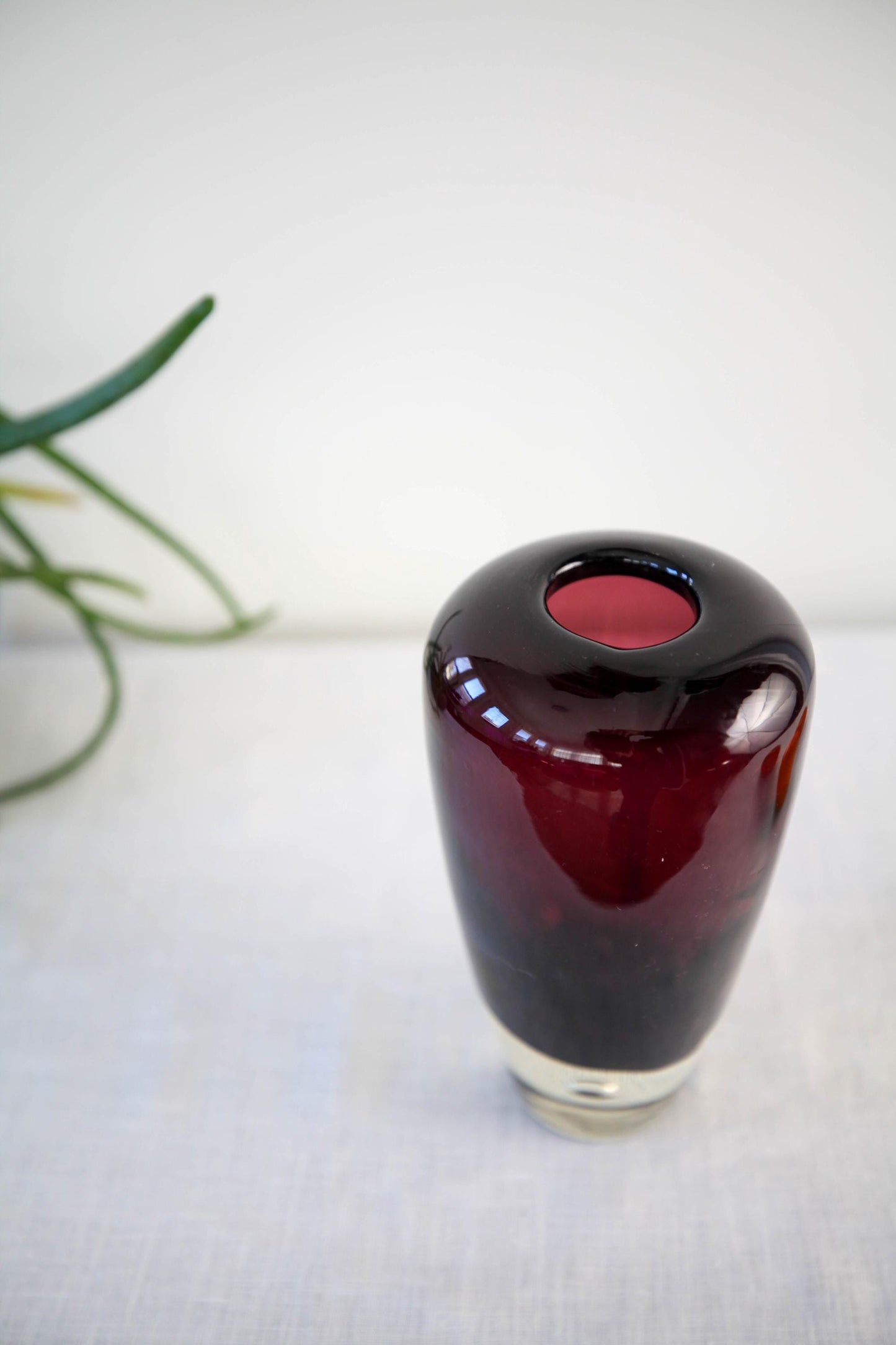Vintage encased amethyst glass art glass vase by Jozefina Krosno